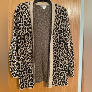 J Crew Leopard Print Open Front Cardigan Sweater